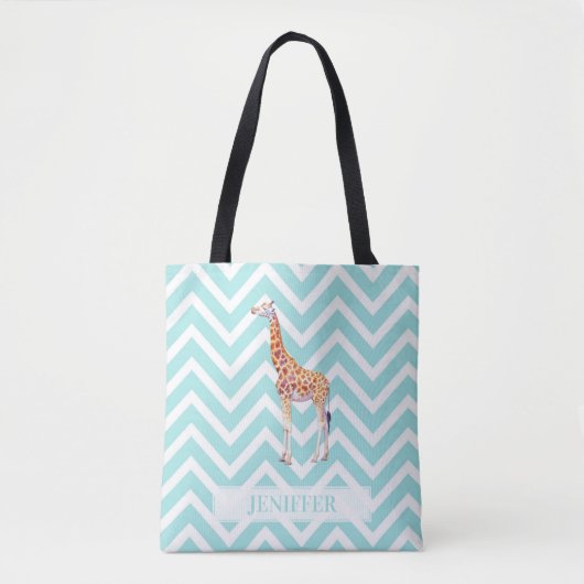 Giraffe op zigzag chevron. draagtas (Voorkant)