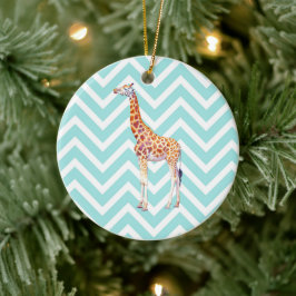Giraffe op zigzag chevron. keramisch ornament