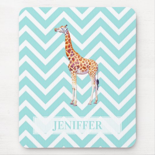 Giraffe op zigzag chevron. muismat (Voorkant)