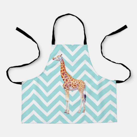 Giraffe op zigzag chevron. schort (Voorkant)