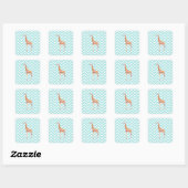 Giraffe op zigzag chevron. vierkante sticker (Vel)