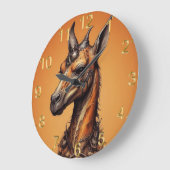 Giraffe Orange Steampunk, horloge murale (Angle)