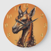 Giraffe Orange Steampunk, horloge murale (Recto)