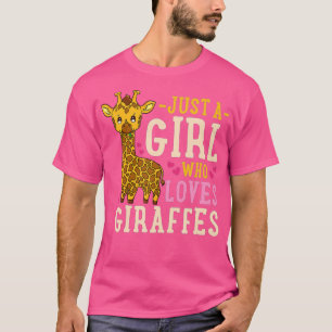 Giraffe overvalt alleen een meisje dat van Giraffe T-shirt