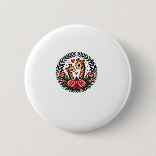 Giraffe paar illustratie Giraffe liefhebbers _4 Ronde Button 5,7 Cm