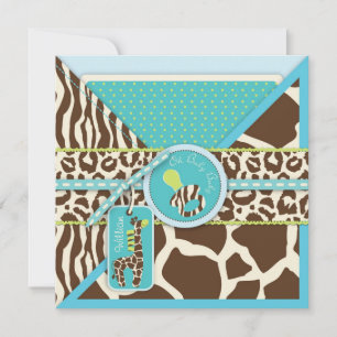 Giraffe & Pacifier Safari Animal Print Baby shower Kaart