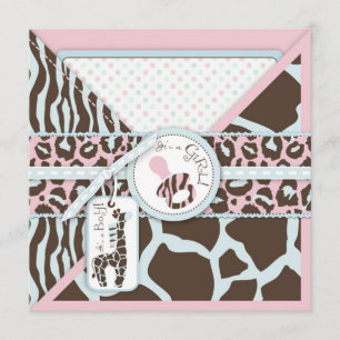 Giraffe & Pacifier Safari Animal Print Baby shower Kaart