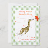Giraffe Papillon Anniversaire Fête Invitation (Dos)