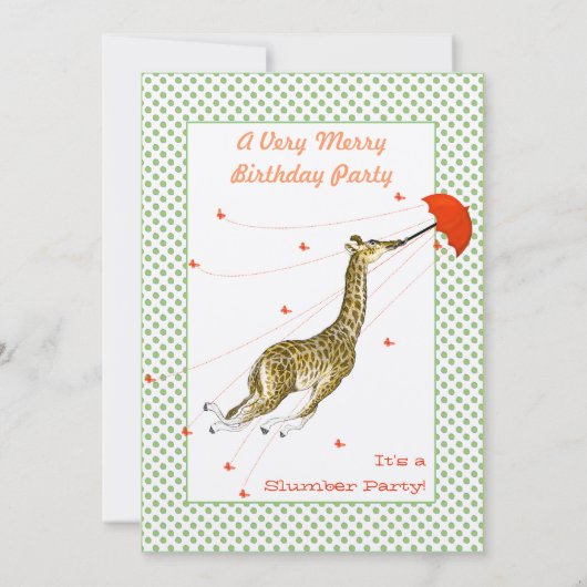 Giraffe Papillon Anniversaire Fête Invitation (Dos)