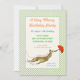 Giraffe Papillon Anniversaire Fête Invitation