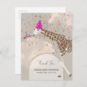 Giraffe Partying Safari Theme Baby Aankondiging (Voorkant / Achterkant)