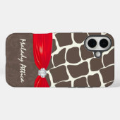 Giraffe Patroon Gedrukt Lint Faux Crystal Case-Mate iPhone Case (Achterkant (horizontaal))