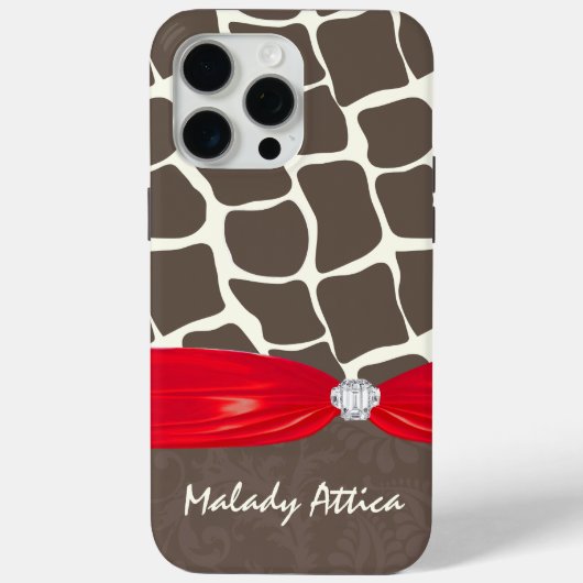 Giraffe Patroon Gedrukt Lint Faux Crystal Case-Mate iPhone Case (Achterkant)