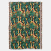 Giraffe Patroon in een groene bladvormige Oerwoud Deken (Voorkant Verticaal)