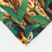Giraffe Patroon in een groene bladvormige Oerwoud Fleece Deken (Hoek)