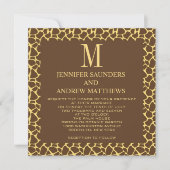 Giraffe Pattern Wedding Invitation met Monogram Kaart (Voorkant)