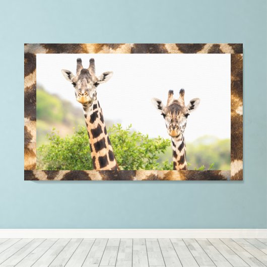 Giraffe Peek-a-boo Portret Wall Art Canvas Afdruk (Insitu (Houten vloer))