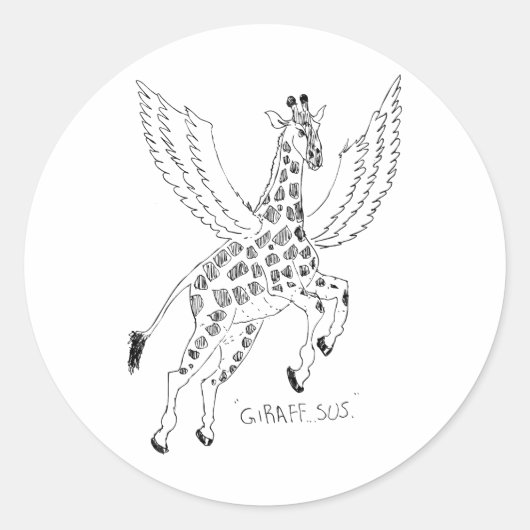 Giraffe + pegasus = Giraffsus Ronde Sticker (Voorkant)