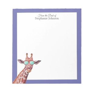 Giraffe Peri Paars monogram van de bureau van Notitieblok