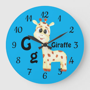 Giraffe personaliseren ABC: Letter G - Jouw namen Grote Klok