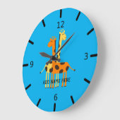 Giraffe personnalisée Grande horloge (Angle)