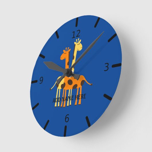 Giraffe personnalisée Grande horloge (Angle)