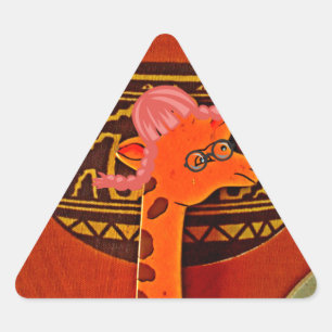 Giraffe Pet Art Print Driehoek Sticker
