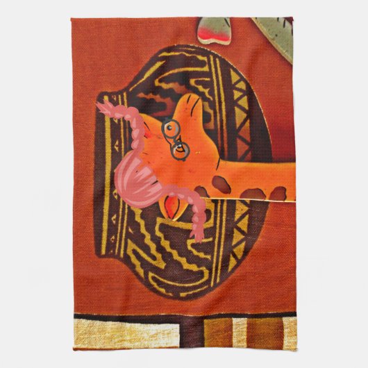 Giraffe Pet Art Print Theedoek (Verticaal)