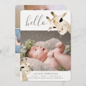 Giraffe Photo Collage Faire-part de naissance (Devant / Derrière)