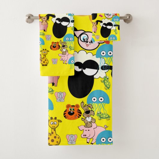 Giraffe Pigs Elephant Zoo Bathroom Towel sets Bad Handdoek (Insitu)