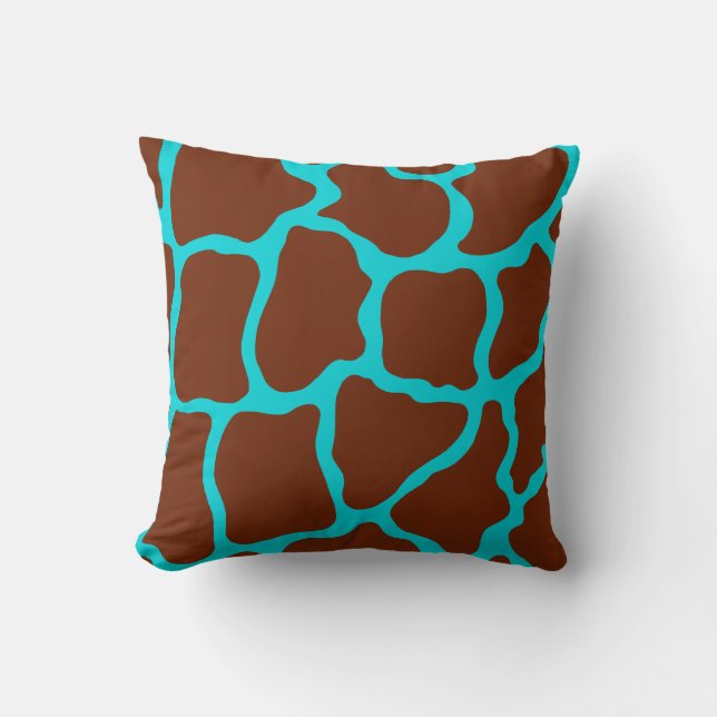 Giraffe Pillow, Brown and Turquoise Kussen (Voorkant)