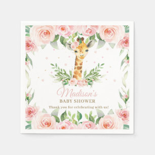 Giraffe Pink Floral Girl Baby shower Birthday Servet