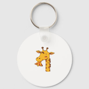 Giraffe pizza eten hamburger schattig gelukkig ver sleutelhanger