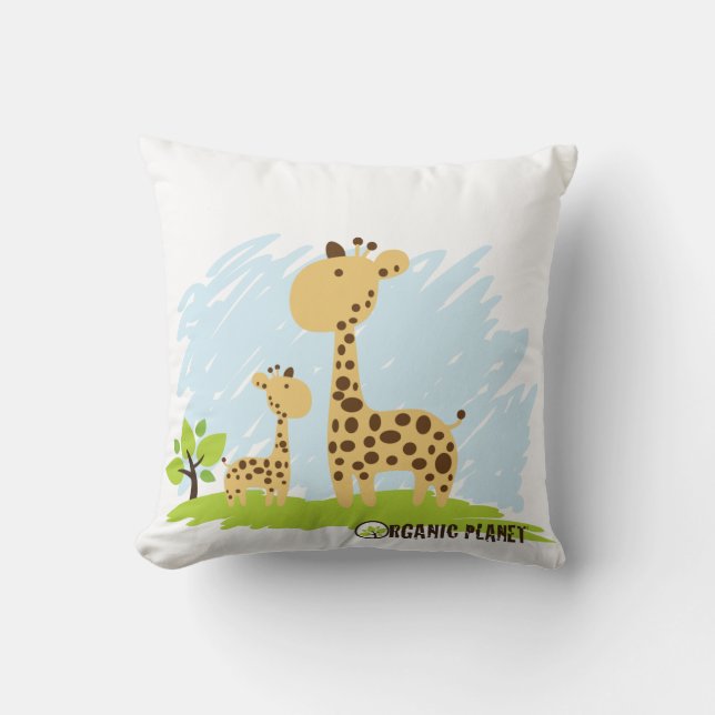 Giraffe Planète Bio Personnalisé Coussins de coton (Recto)