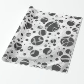 Giraffe Polka Dot Black en Light Grey Print Cadeaupapier (Uitgerold)