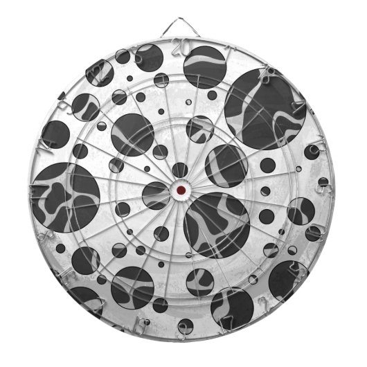 Giraffe Polka Dot Black en Light Grey Print Dartbord (Voorkant)