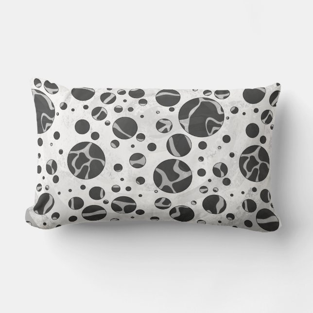 Giraffe Polka Dot Black en Light Grey Print Kussen (Voorkant)
