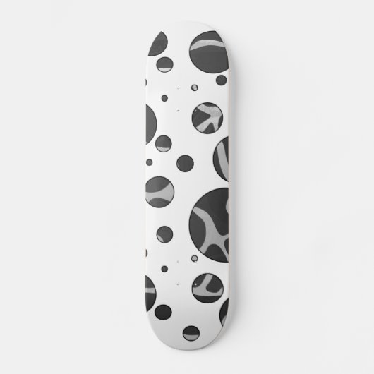 Giraffe Polka Dot Black en Light Grey Print Skateboard (Voorkant)