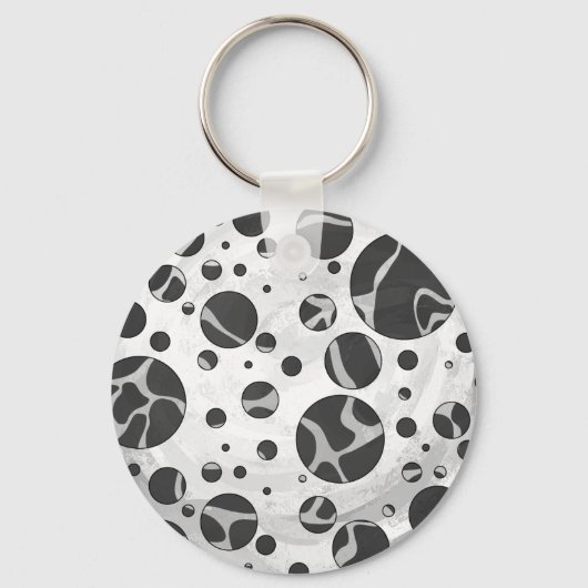 Giraffe Polka Dot Black en Light Grey Print Sleutelhanger (Voorkant)