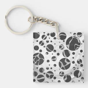 Giraffe Polka Dot Black en Light Grey Print Sleutelhanger