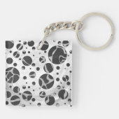 Giraffe Polka Dot Black en Light Grey Print Sleutelhanger (Achterkant)