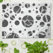 Giraffe Polka Dot Black en Light Grey Print Theedoek (Gevouwen)