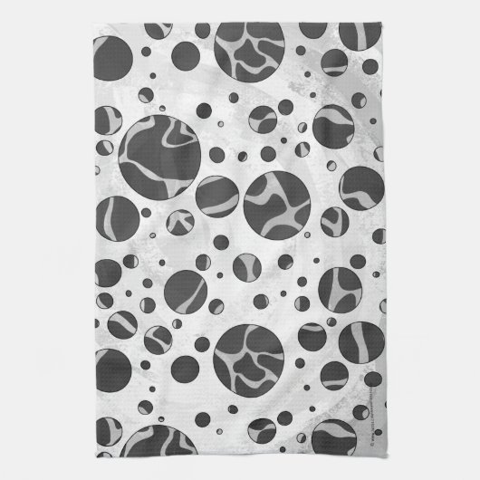 Giraffe Polka Dot Black en Light Grey Print Theedoek (Verticaal)