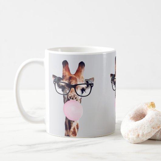GIRAFFE PORTANT DES LUNETTES DE CAFÉ MUG (Avec donut)