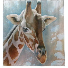 Giraffe Portrait Animal Waterverf Art Douchegordijn
