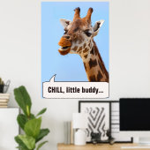 Giraffe Portrait personnalisable poster de texte (Bureau à domicile)