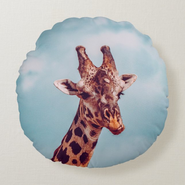 GIRAFFE PORTRAIT ROND KUSSEN (Voorkant)
