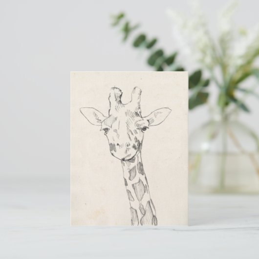 Giraffe Portrait | Schets Briefkaart (Staand voorkant)