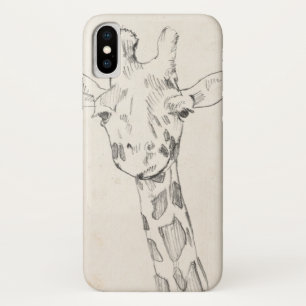 Giraffe Portrait   Schets iPhone X Hoesje