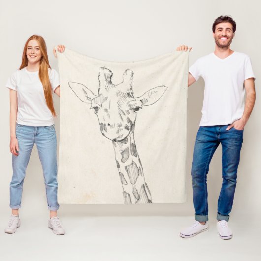 Giraffe Portrait | Schets Fleece Deken (In situ)